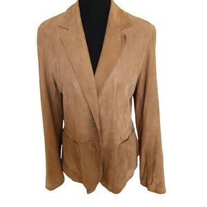 Vakko Sport Womens Suede Button Front Blazer Jacket Size 10